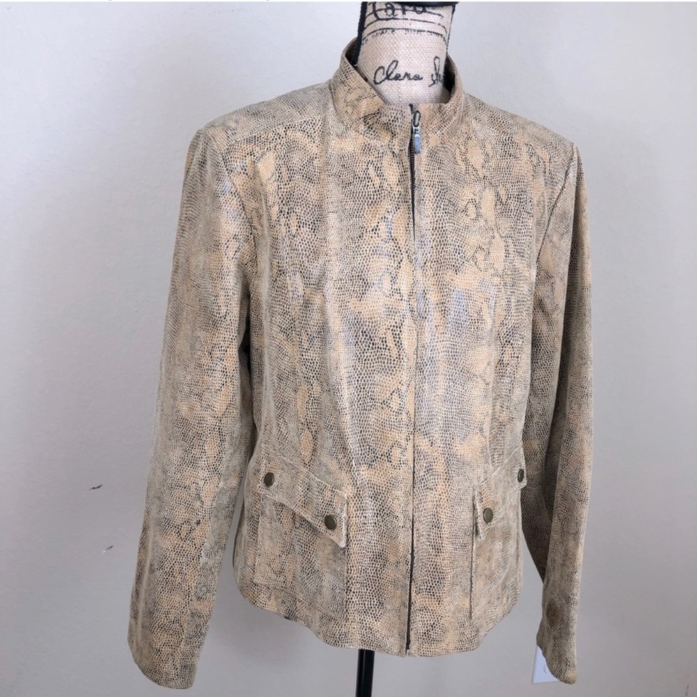 Alfani Snakeskin Leather Zip Front Jacket XL